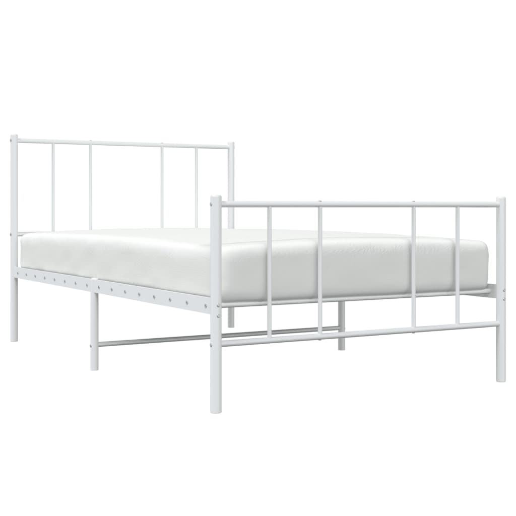 Metal Bed Frame without Mattress with Footboard White 107x203 cm King Single