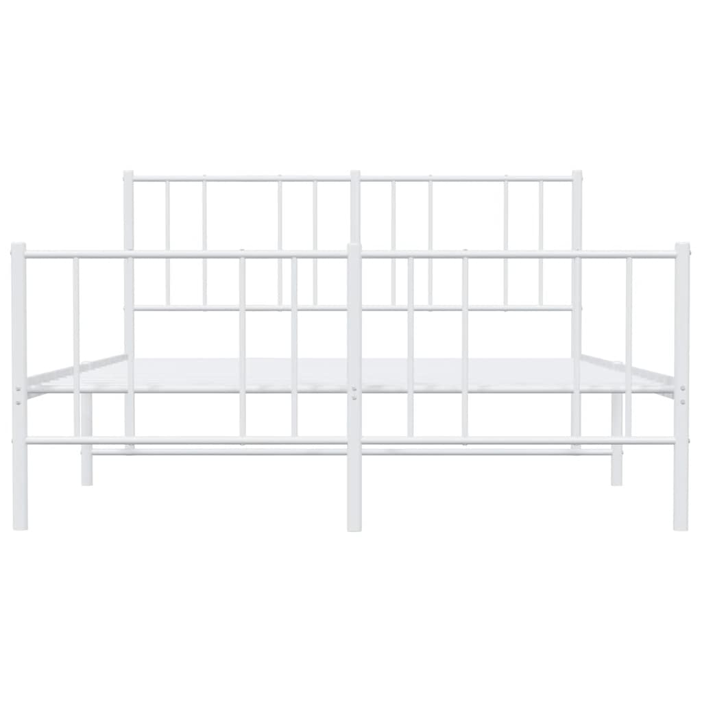 Metal Bed Frame without Mattress with Footboard White 135x190 cm