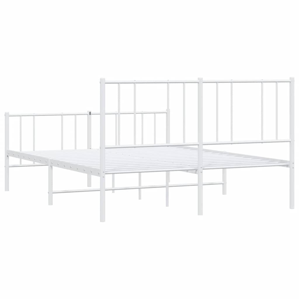 Metal Bed Frame without Mattress with Footboard White 135x190 cm