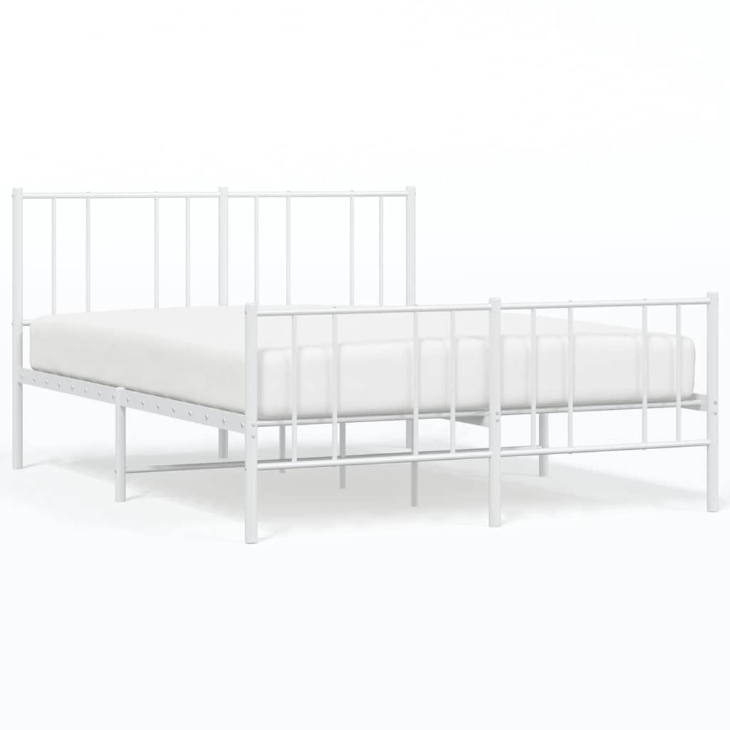 Metal Bed Frame without Mattress with Footboard White 150x200 cm
