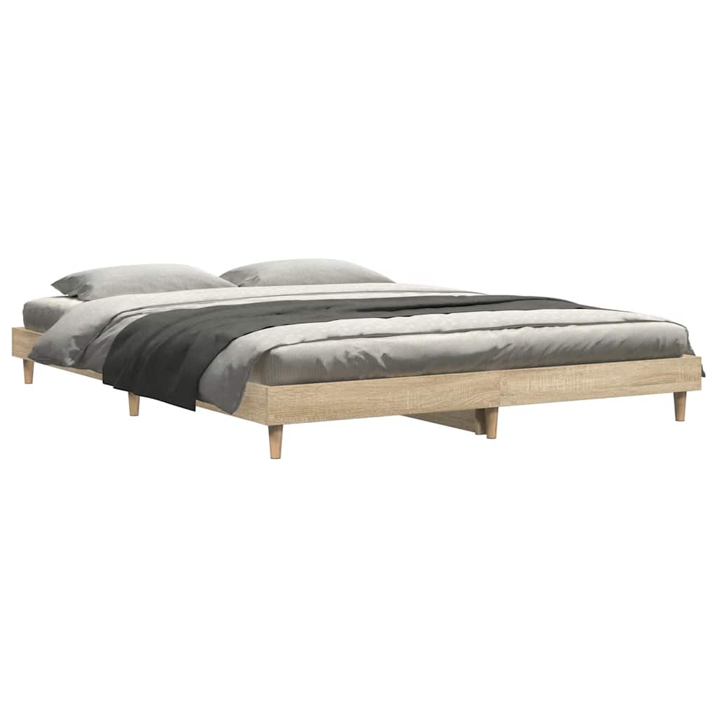 Bed Frame without Mattress Sonoma Oak 135x190 cm Engineered Wood