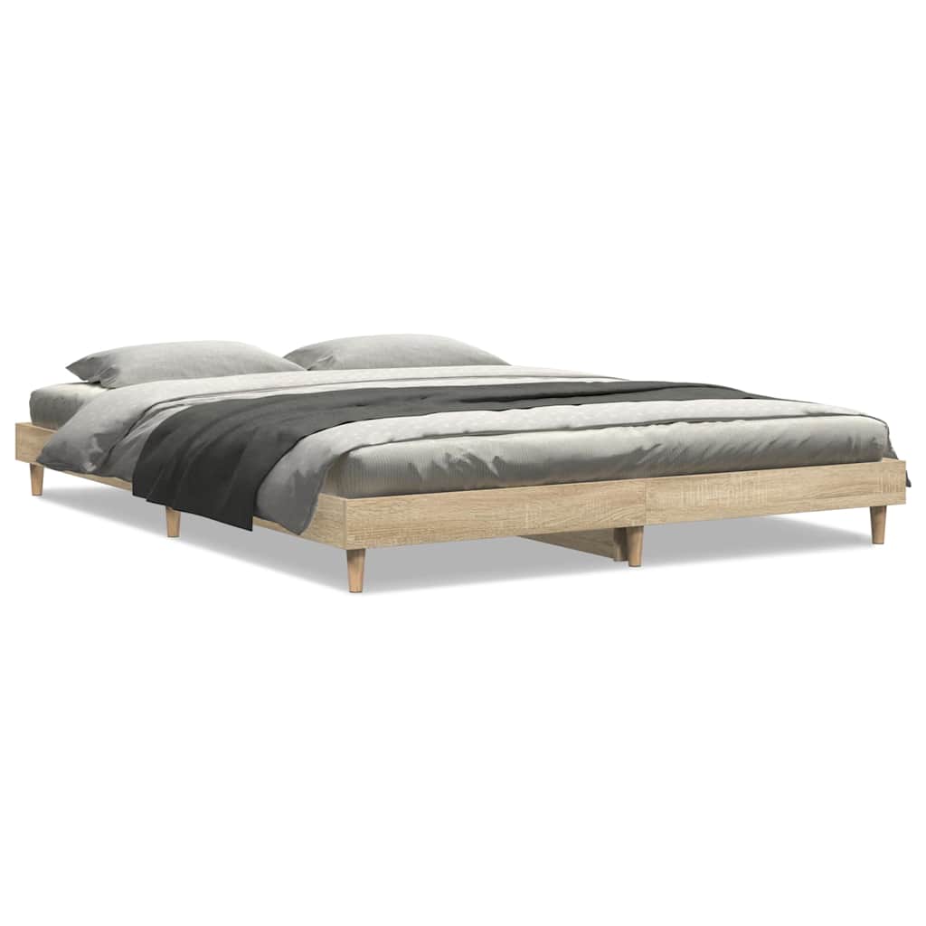 Bed Frame without Mattress Sonoma Oak 135x190 cm Engineered Wood