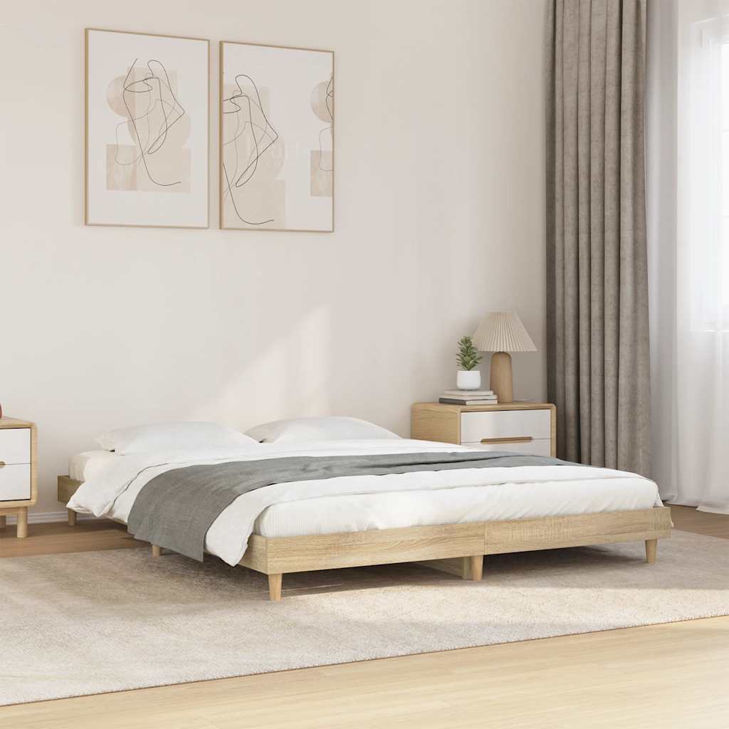 Bed Frame without Mattress Sonoma Oak 135x190 cm Engineered Wood