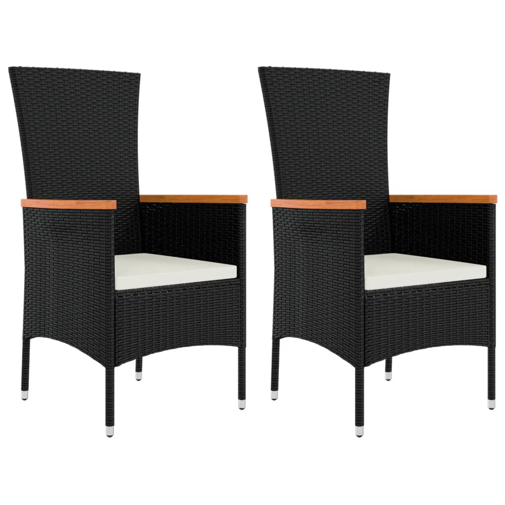 3 Piece Garden Lounge Set Black Poly Rattan&Steel