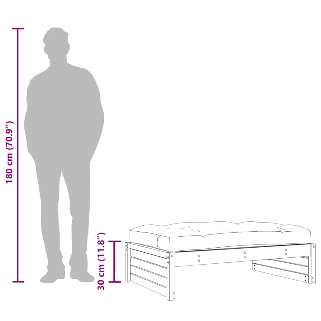 Garden Footstool White 120x80 cm Solid Wood Pine