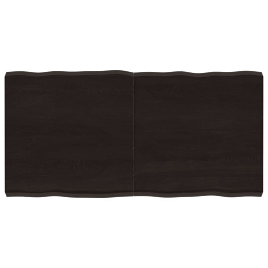 Table Top Dark Brown 120x60x(2-6) cm Treated Solid Wood Live Edge