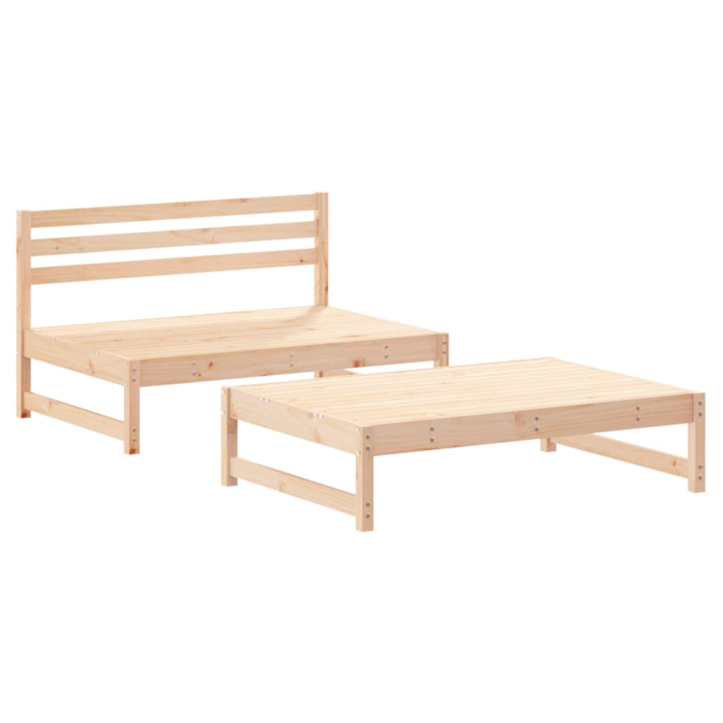 2 Piece Garden Lounge Set with Cushions Solid Wood