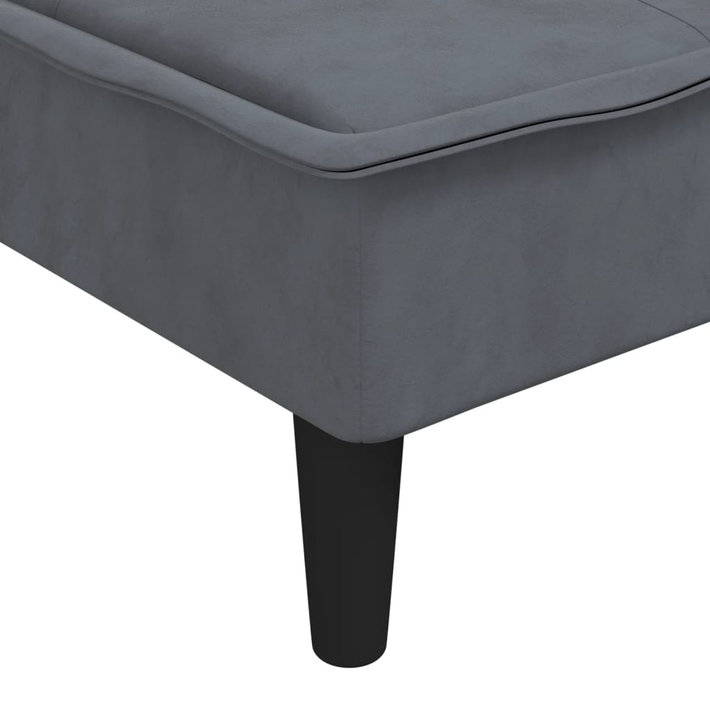 Chaise Longue Dark Grey Velvet