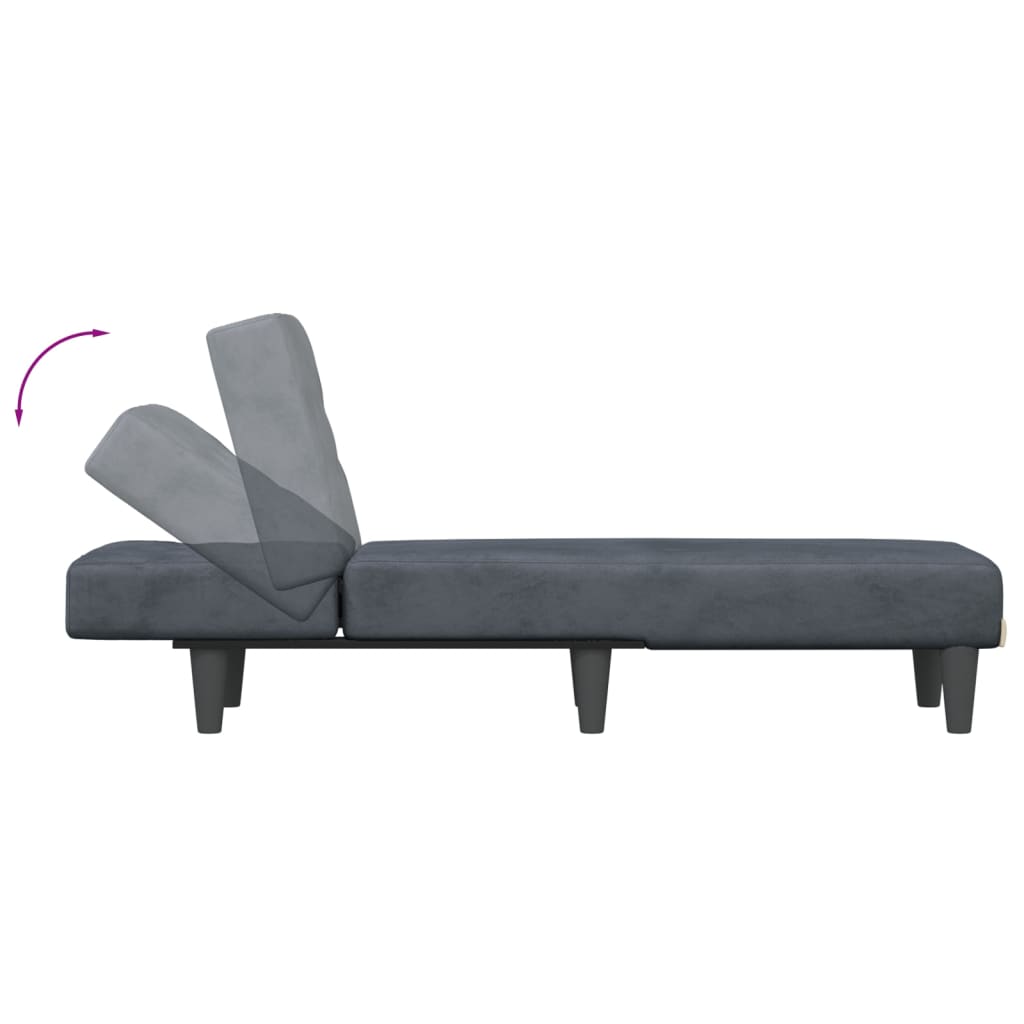 Chaise Longue Dark Grey Velvet