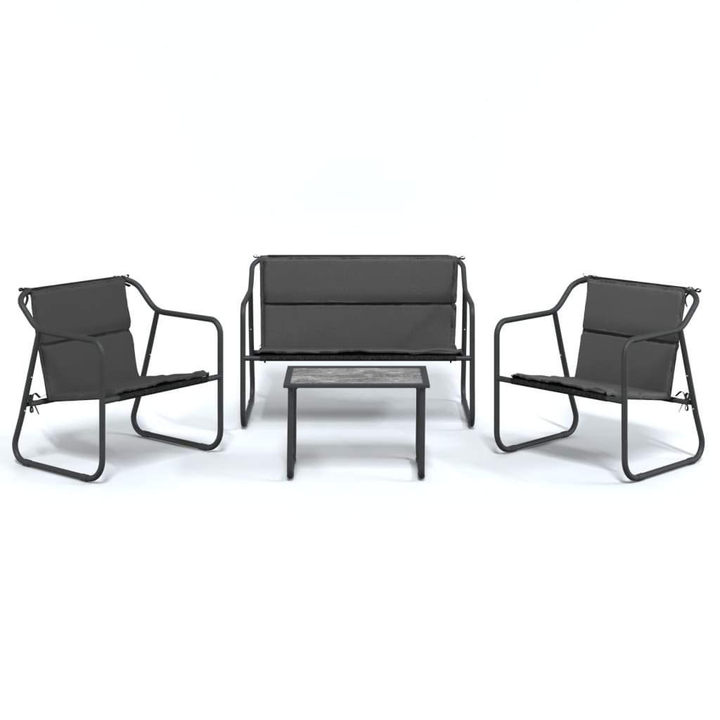 4 Piece Garden Lounge Set with Cushions Anthracite Steel