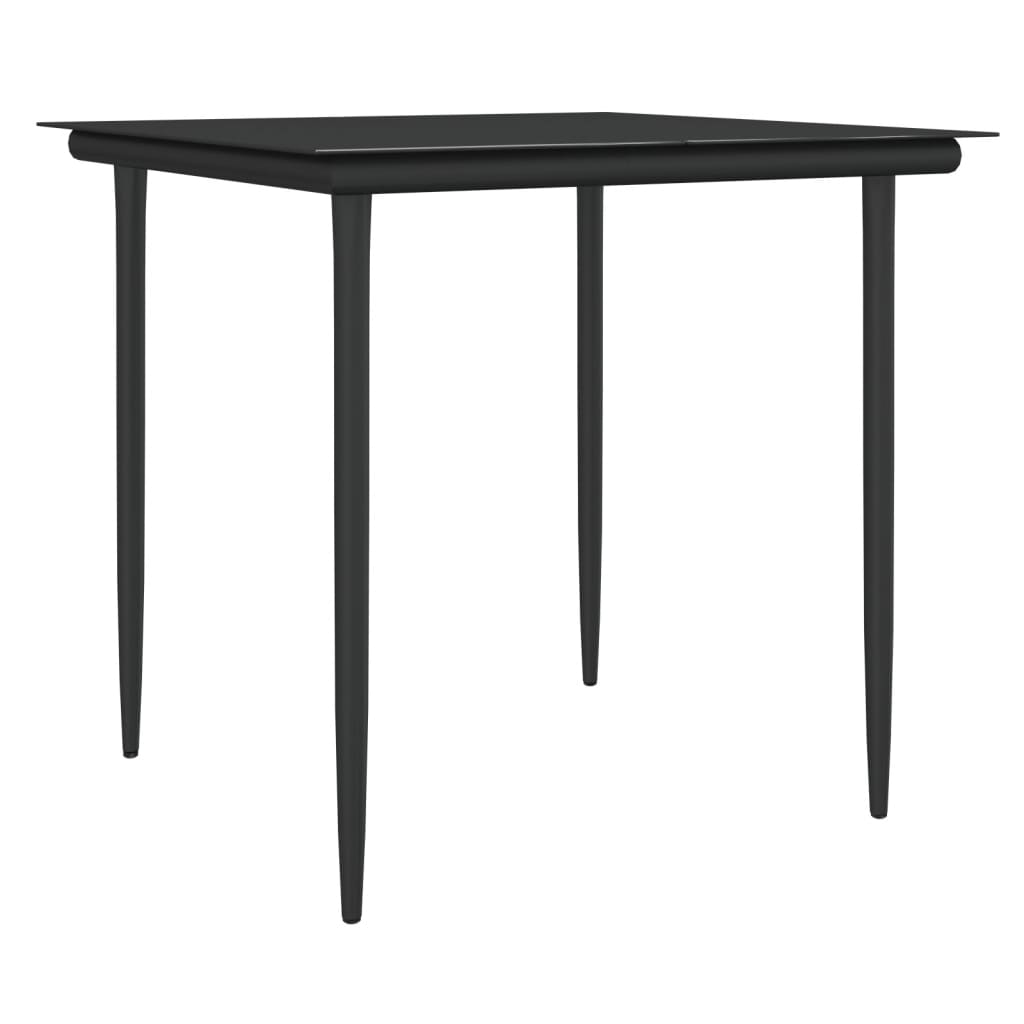 3 Piece Garden Dining Set with Cushions Poly Rattan and Steel