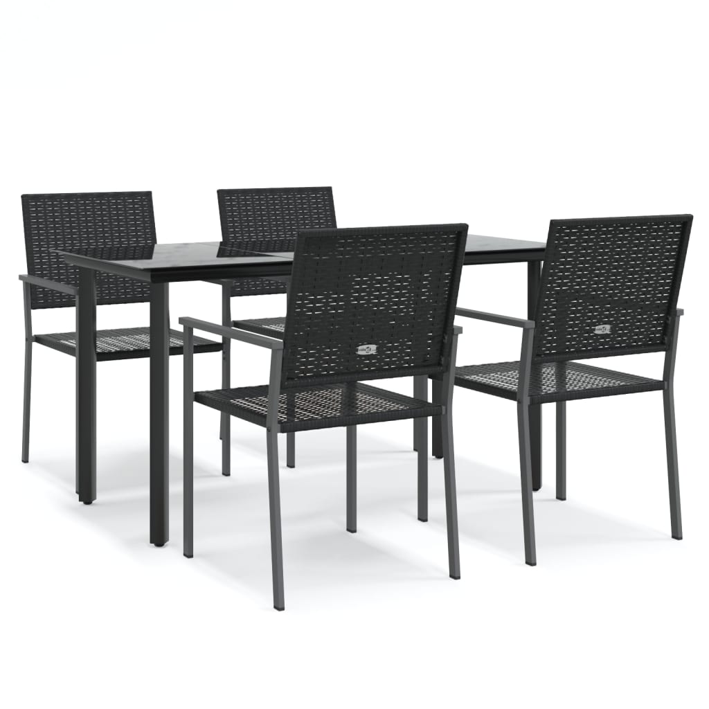 5 Piece Garden Dining Set Poly Rattan and Steel