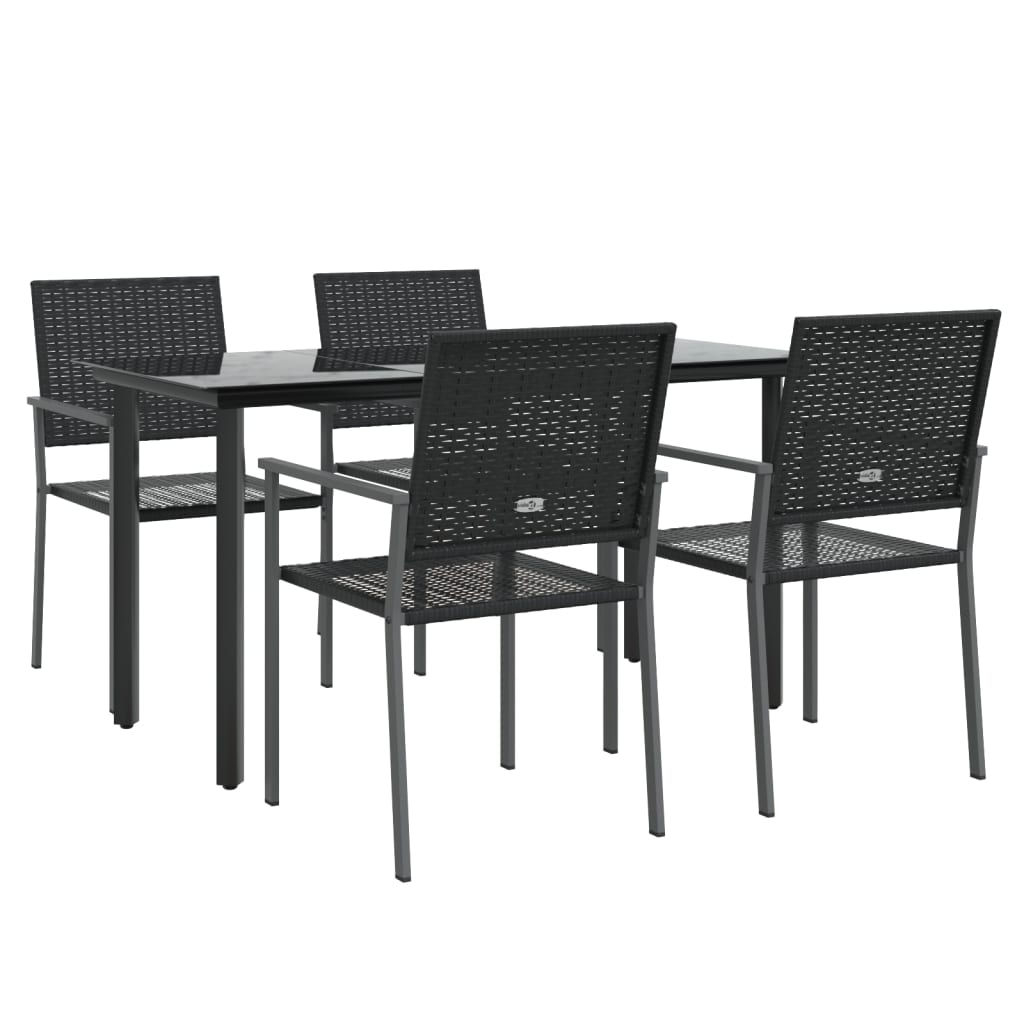 5 Piece Garden Dining Set Poly Rattan and Steel