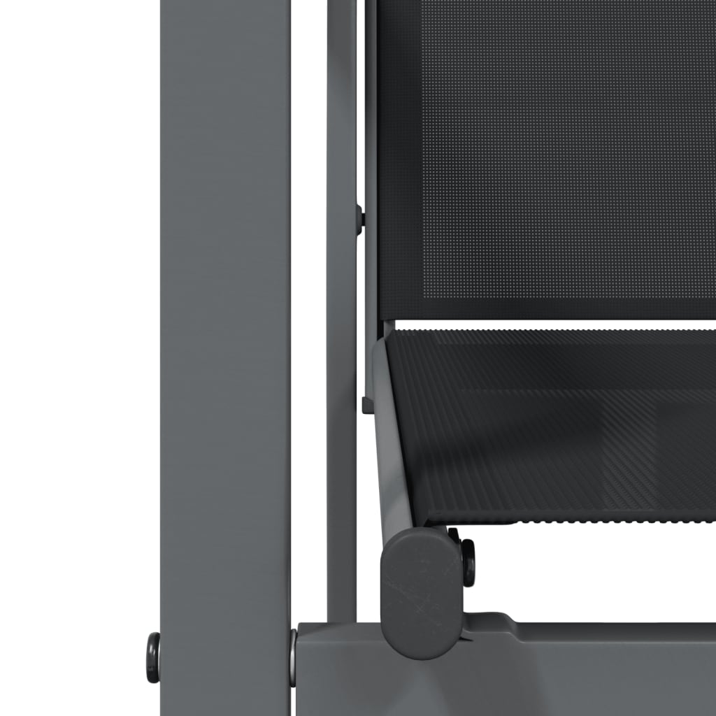 5 Piece Garden Dining Set Black Textilene and Steel