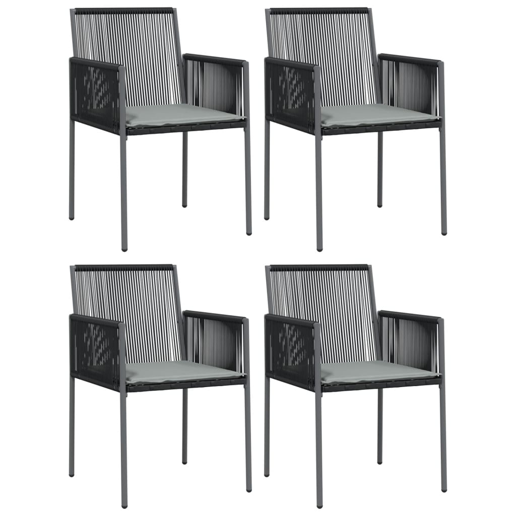 Garden Chairs with Cushions 4 pcs Black 54x60.5x83.5 cm Poly Rattan