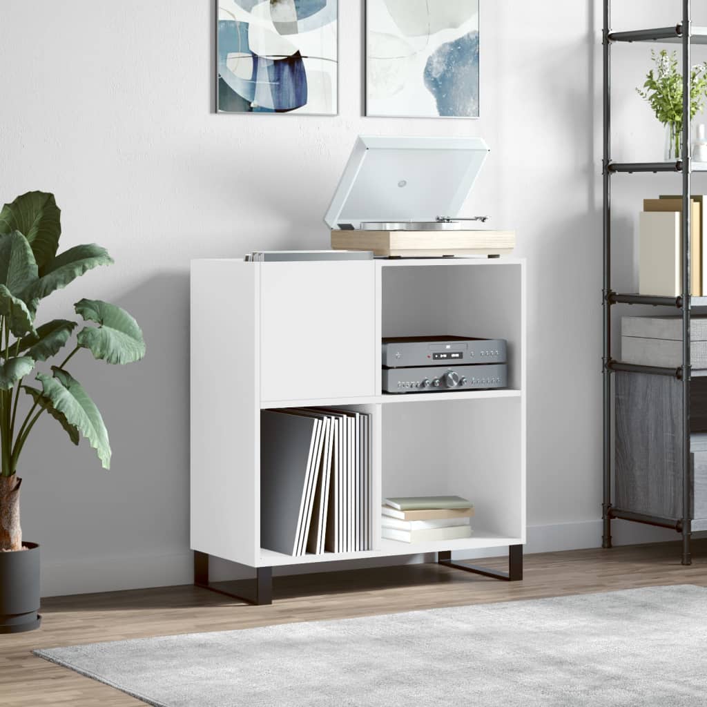 Record Cabinet White 84.5x38x89 cm Engineered Wood