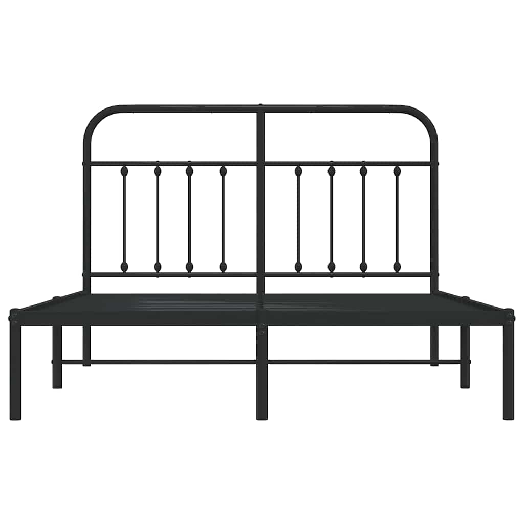 Metal Bed Frame without Mattress with Headboard Black 150x200 cm
