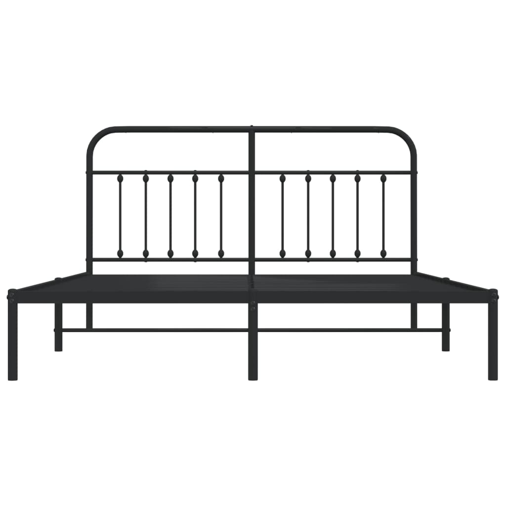 Metal Bed Frame without Mattress with Headboard Black 183x203 cm King