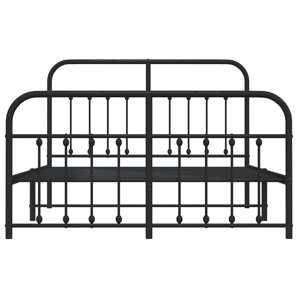 Metal Bed Frame without Mattress with Footboard Black 135x190 cm