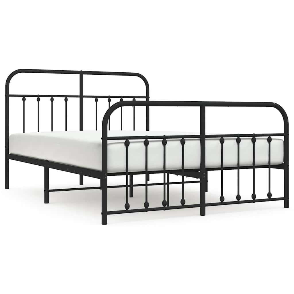 Metal Bed Frame without Mattress with Footboard Black 150x200 cm