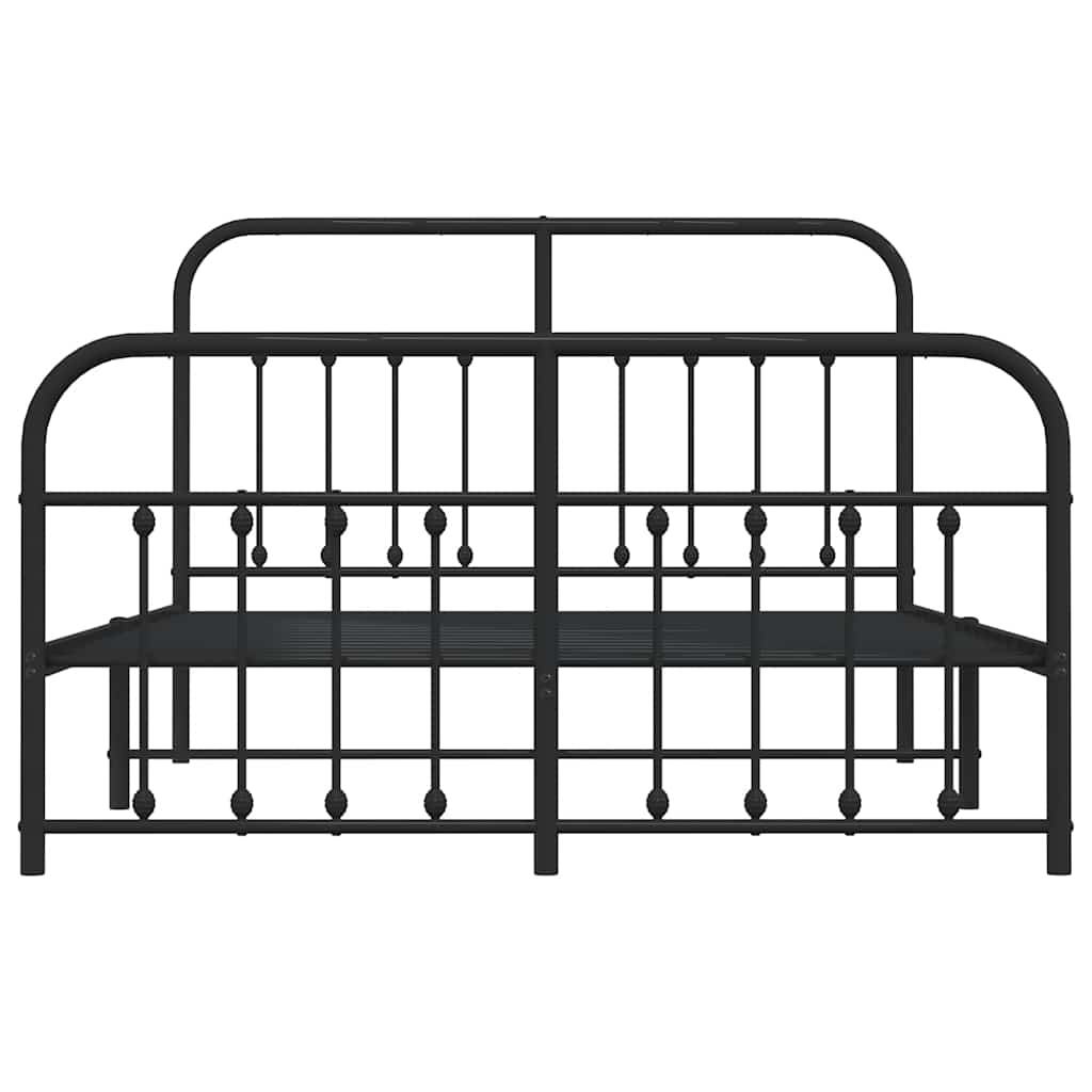 Metal Bed Frame without Mattress with Footboard Black 150x200 cm