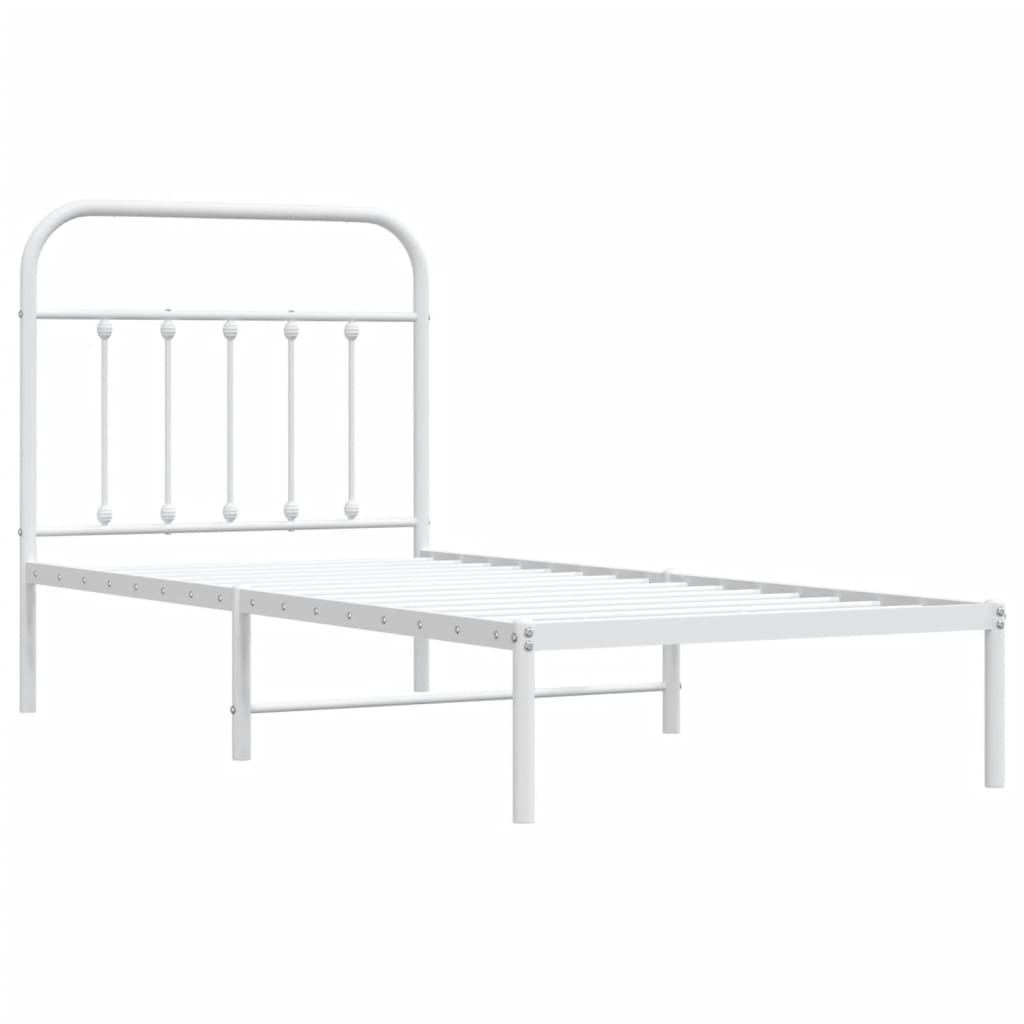 Metal Bed Frame without Mattress with Headboard White 90x190 cm