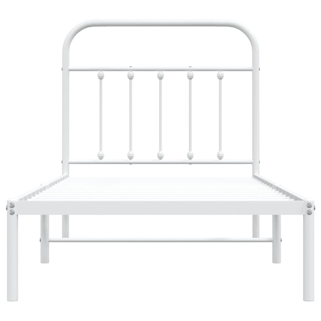 Metal Bed Frame without Mattress with Headboard White 90x190 cm