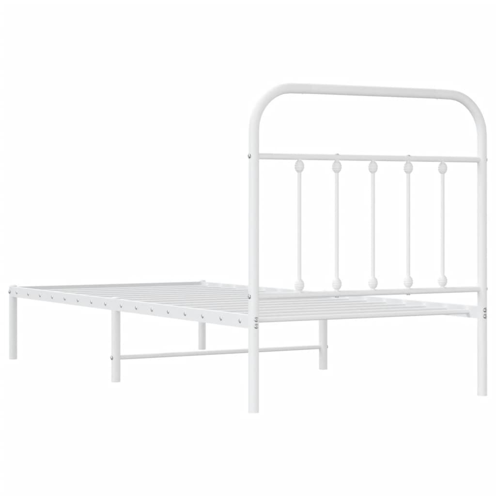 Metal Bed Frame without Mattress with Headboard White 90x190 cm