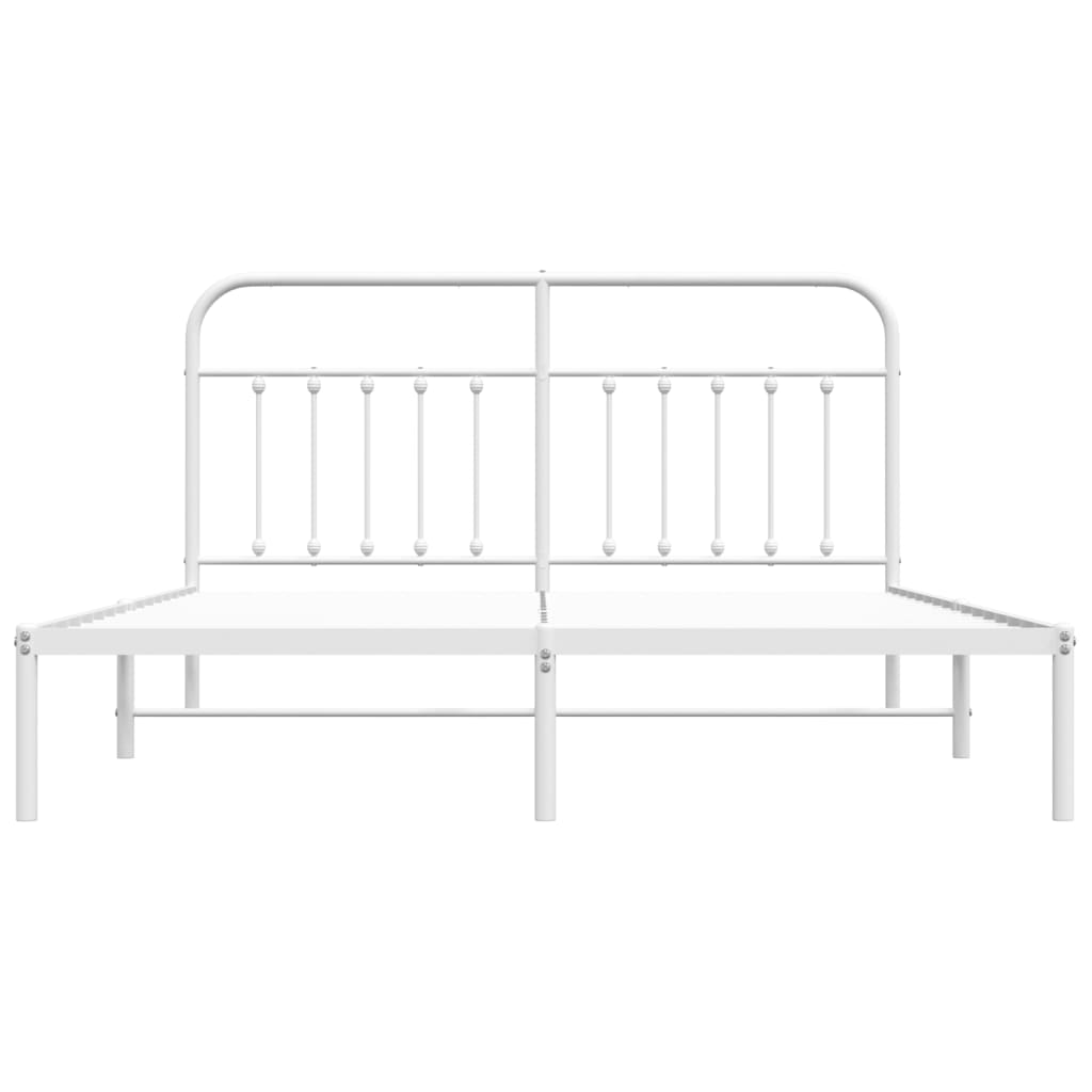 Metal Bed Frame without Mattress with Headboard White 183x203 cm King