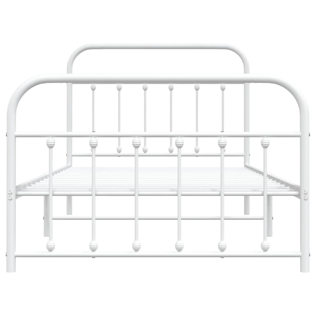 Metal Bed Frame without Mattress with Footboard White 107x203 cm King Single
