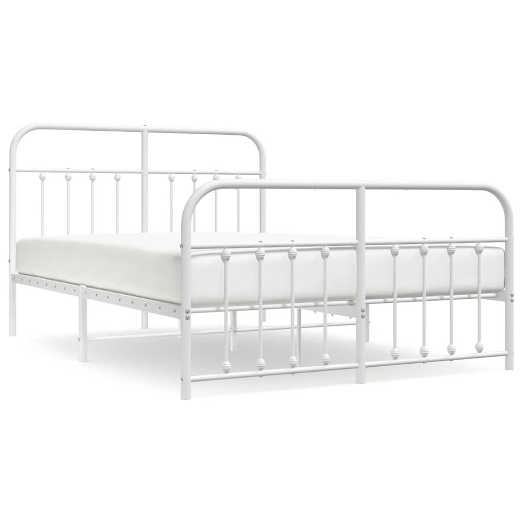 Metal Bed Frame without Mattress with Footboard White 135x190 cm