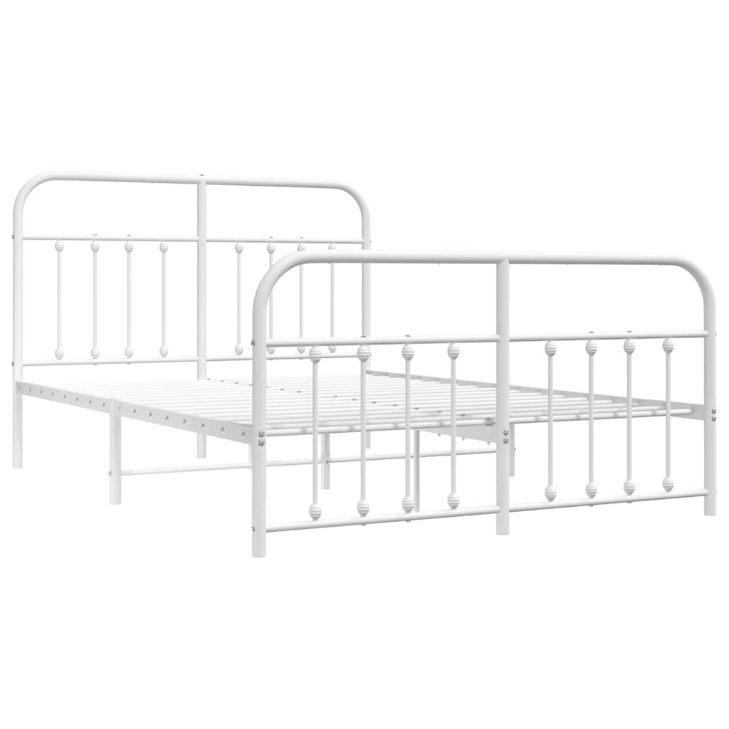 Metal Bed Frame without Mattress with Footboard White 135x190 cm
