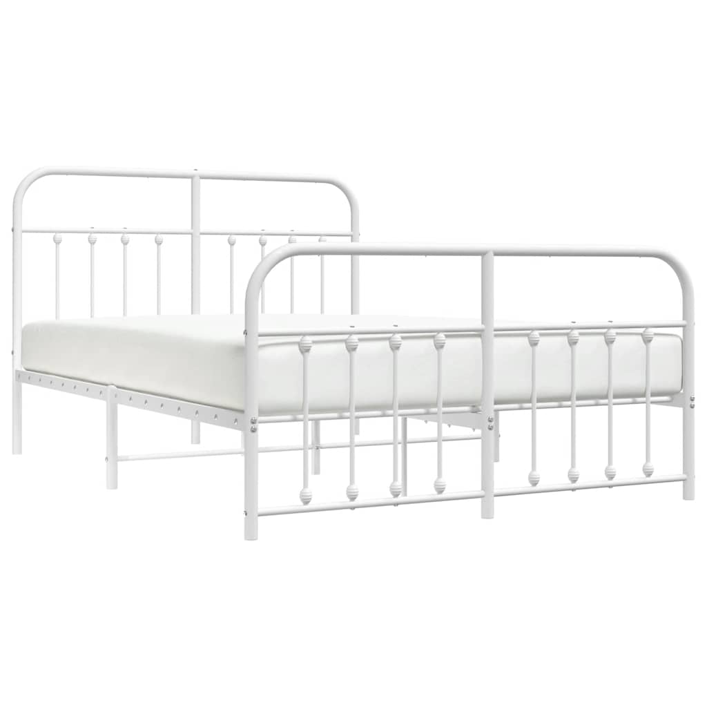 Metal Bed Frame without Mattress with Footboard White 135x190 cm