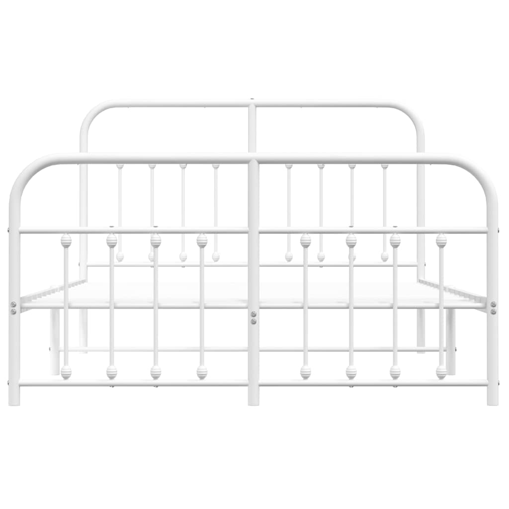 Metal Bed Frame without Mattress with Footboard White 135x190 cm