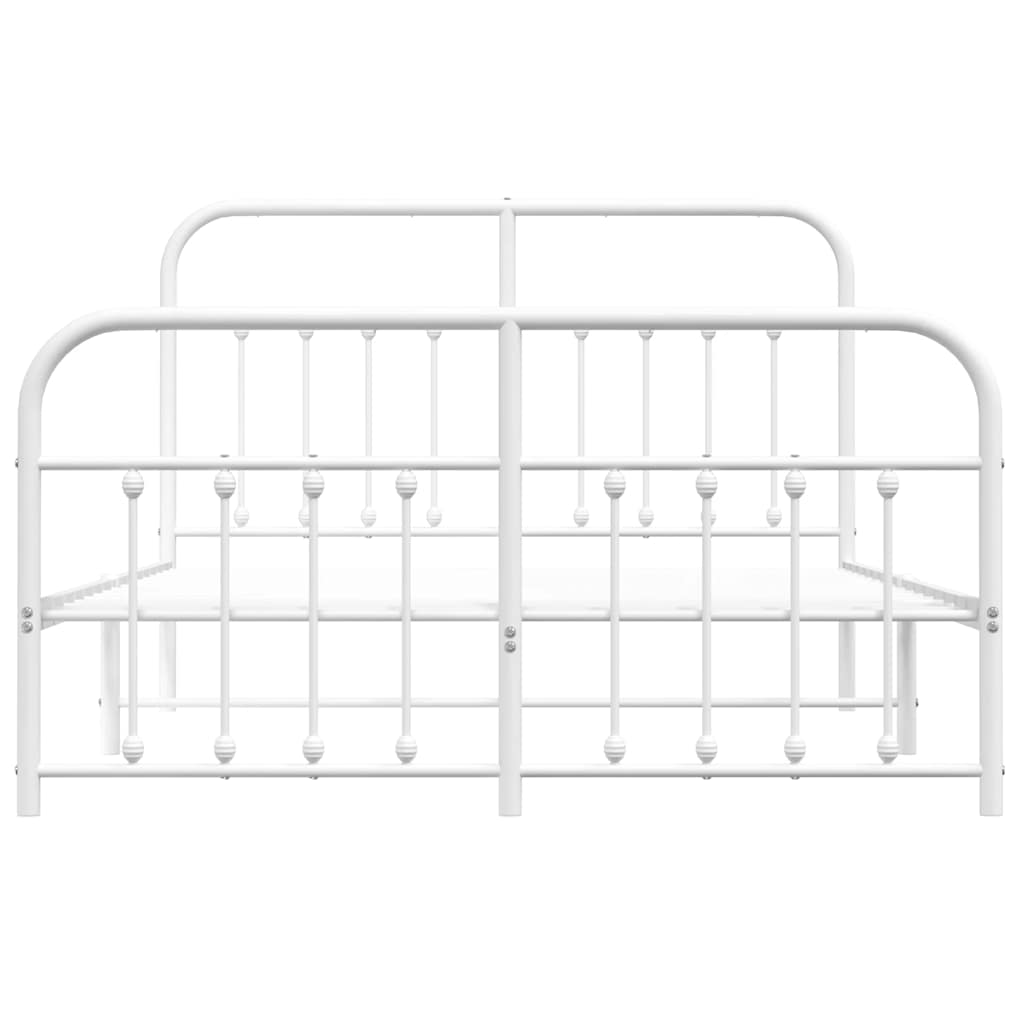Metal Bed Frame without Mattress with Footboard White 150x200 cm