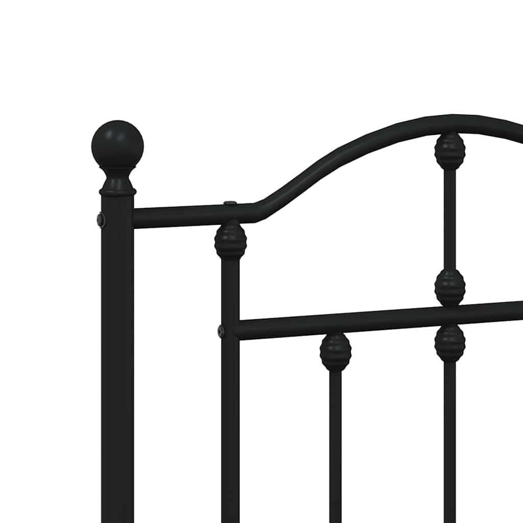 Metal Bed Frame without Mattress with Headboard Black 135x190 cm
