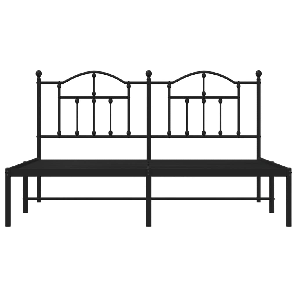 Metal Bed Frame without Mattress with Headboard Black 183x203 cm King