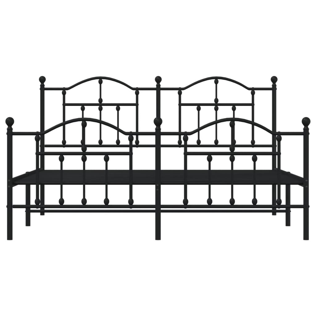 Metal Bed Frame without Mattress with Footboard Black 183x203 cm King