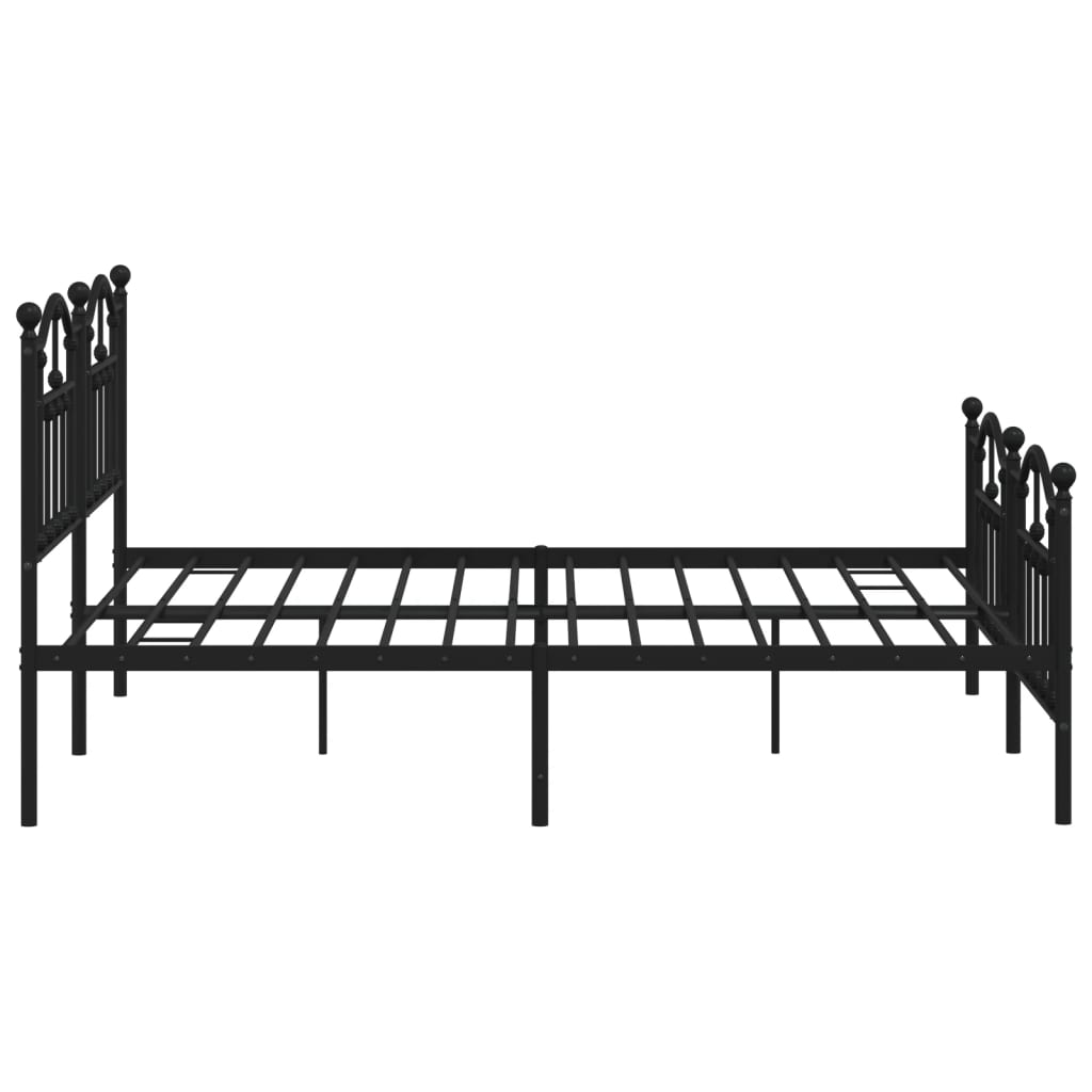 Metal Bed Frame without Mattress with Footboard Black 183x203 cm King