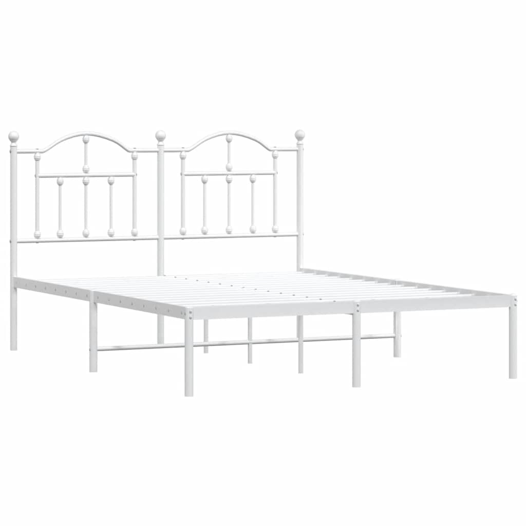 Metal Bed Frame without Mattress with Headboard White 135x190 cm