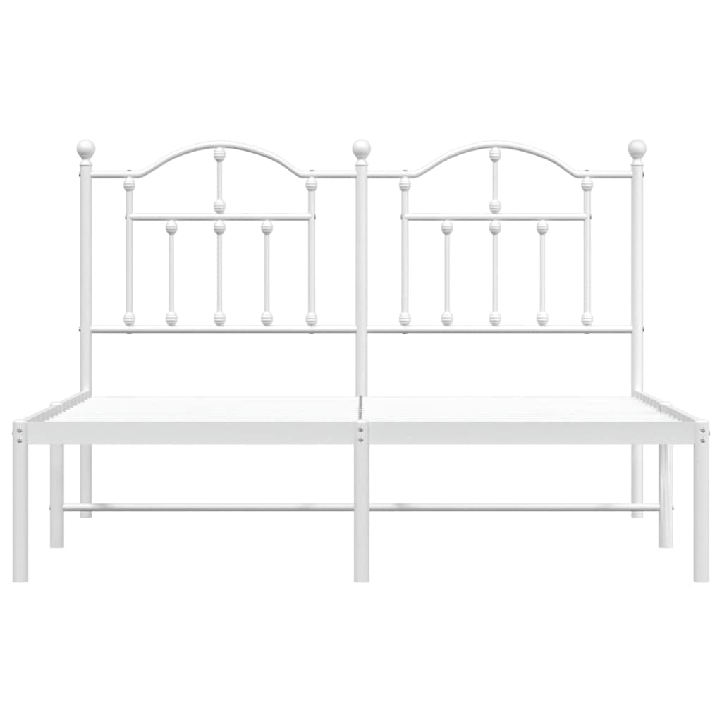 Metal Bed Frame without Mattress with Headboard White 150x200 cm
