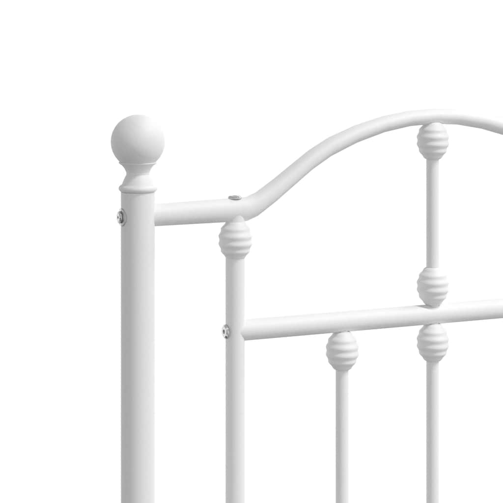 Metal Bed Frame without Mattress with Headboard White 150x200 cm