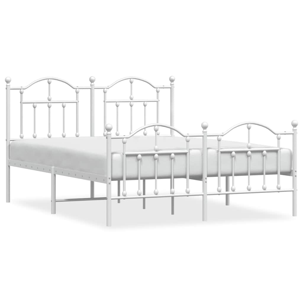 Metal Bed Frame without Mattress with Footboard White 135x190 cm