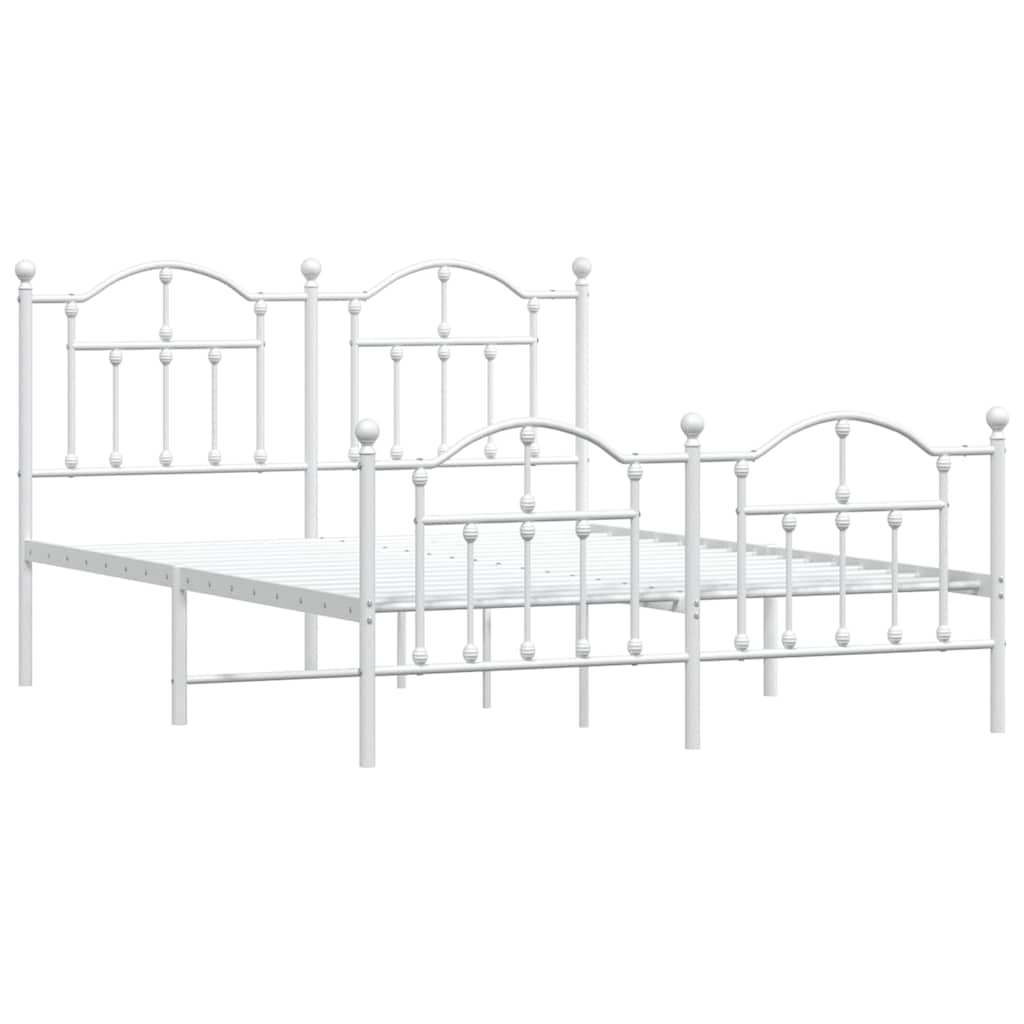 Metal Bed Frame without Mattress with Footboard White 135x190 cm