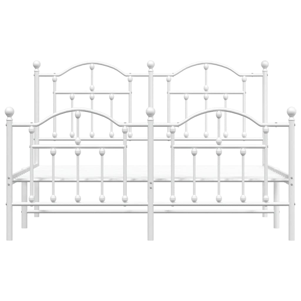 Metal Bed Frame without Mattress with Footboard White 135x190 cm