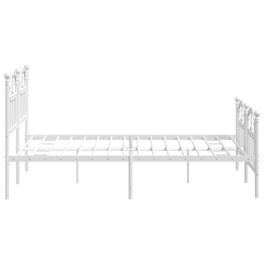 Metal Bed Frame without Mattress with Footboard White 135x190 cm