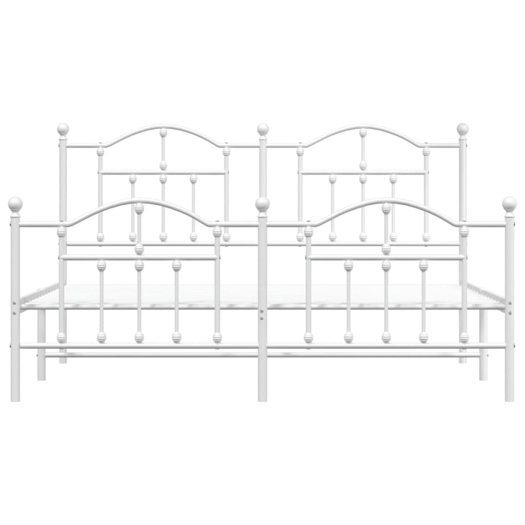 Metal Bed Frame without Mattress with Footboard White 183x203 cm King