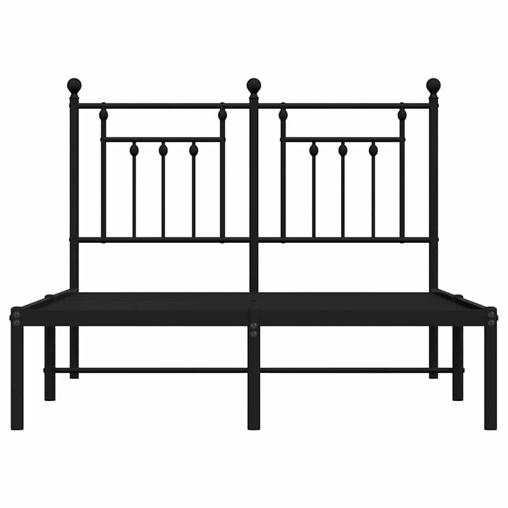 Metal Bed Frame without Mattress with Headboard Black 135x190 cm