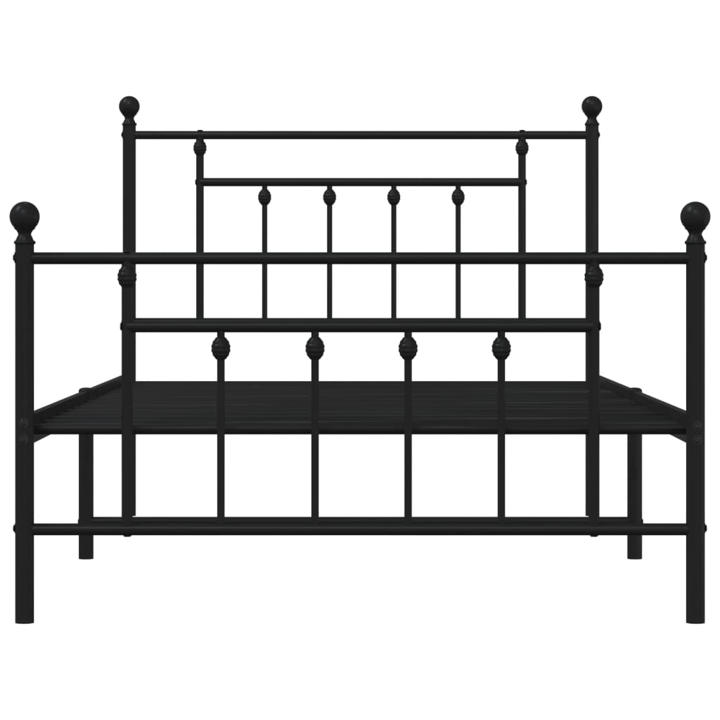 Metal Bed Frame without Mattress with Footboard Black 107x203 cm King Single