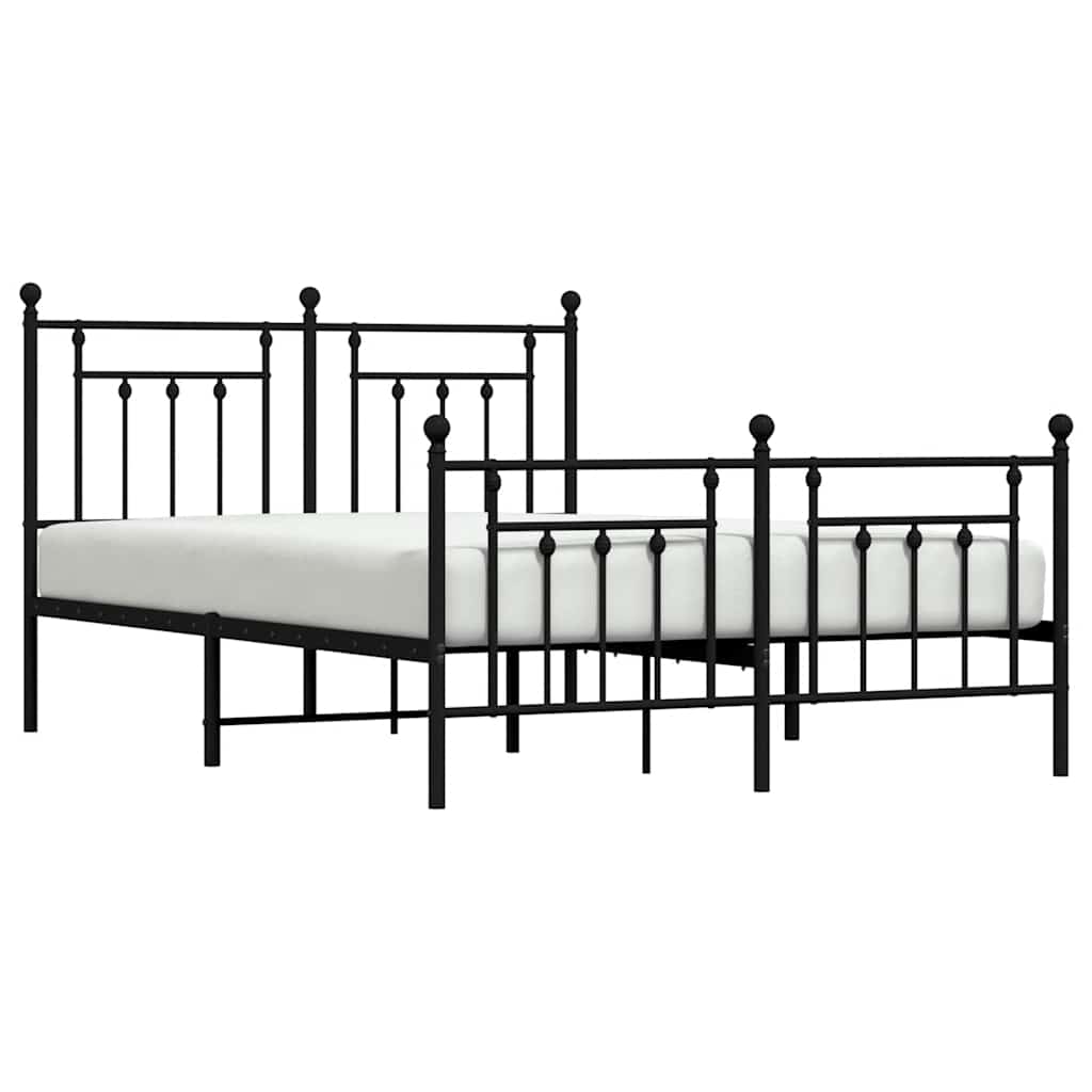 Metal Bed Frame without Mattress with Footboard Black 150x200 cm